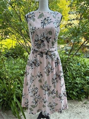 Anne Klein Pink Floral Midi Dress with Belt